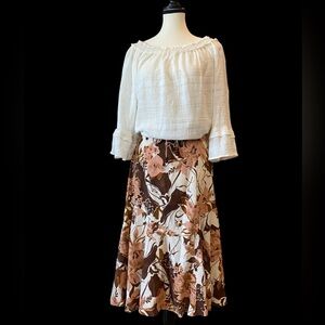Linen blend floral skirt EUC, size 14